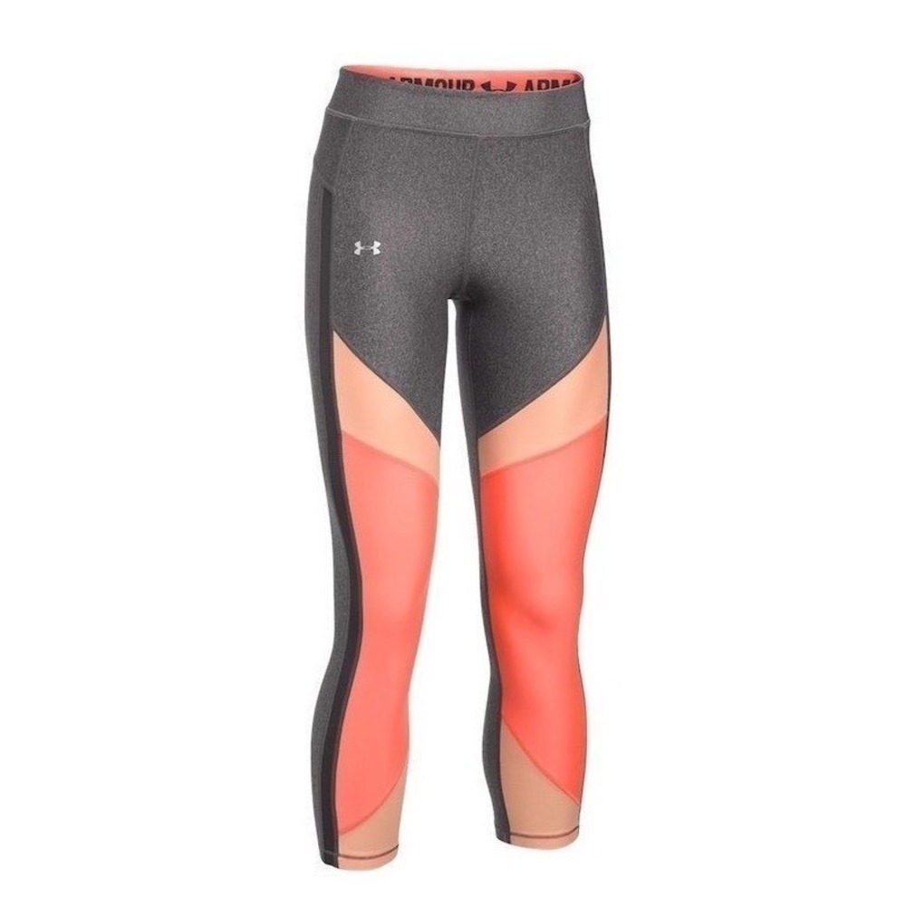 Under Armour‎ Charcoal Silver/Orange Heatgear Color Blocked Ankle Crop Size XS
